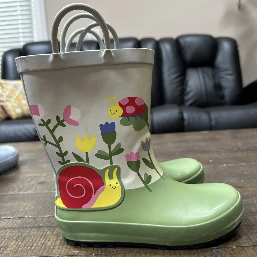 Toddler Kids Rain‎ Boots Size 12 Target Snail Ladybug Garden Cottagecore